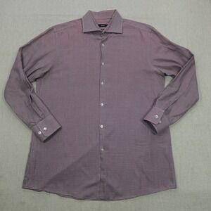 Hugo Boss Shirt Mens Extra Large Red Blue White Sharp Fit Dress Button Up Check